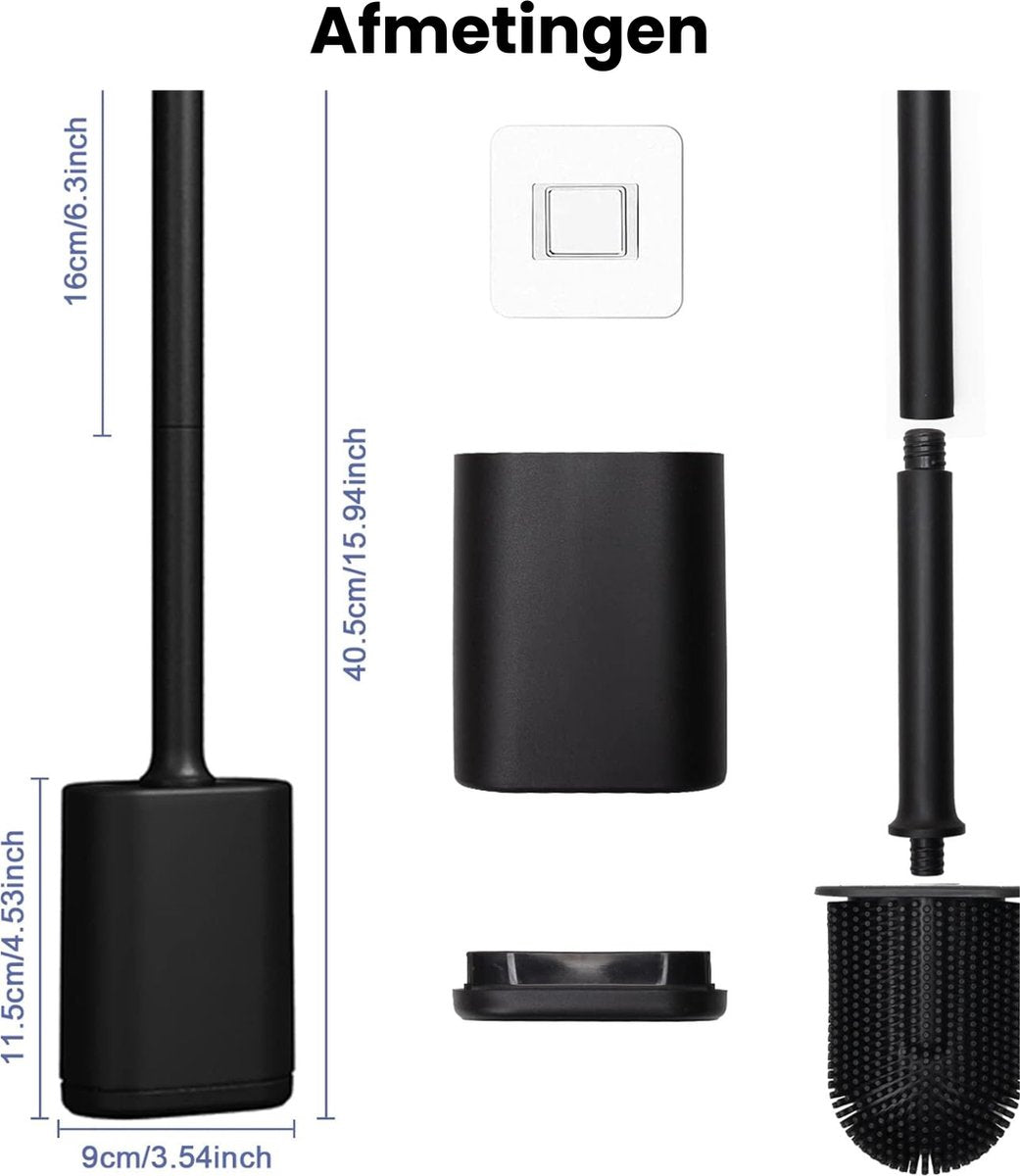 Siliconen Toiletborstelset Zwart | 1 Stuk