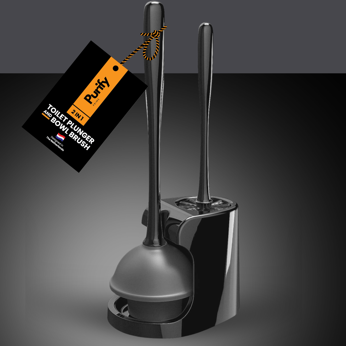 2-in-1 Toiletborstel & Ontstopper Zwart