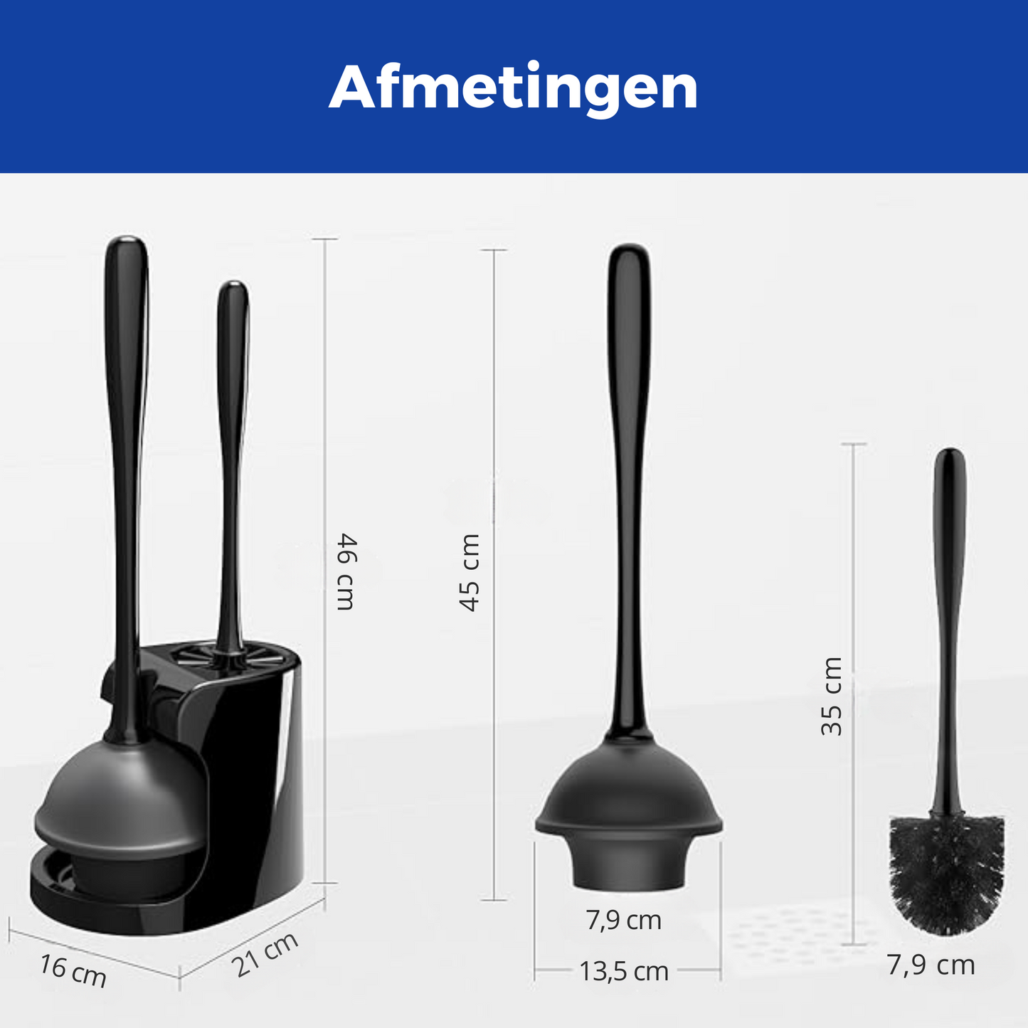 2-in-1 Toiletborstel & Ontstopper Zwart