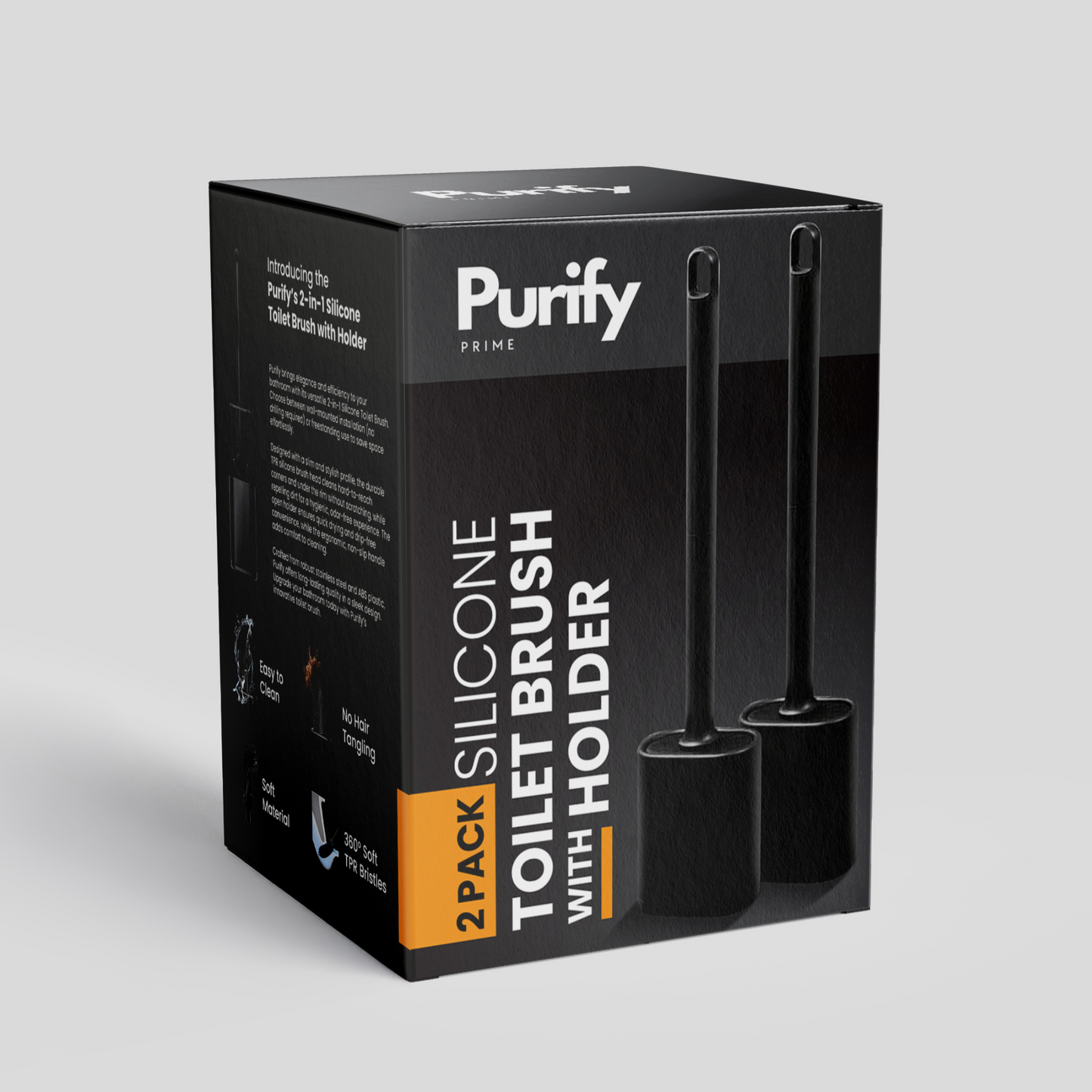 Siliconen Toiletborstelset Zwart | 2 Stuks