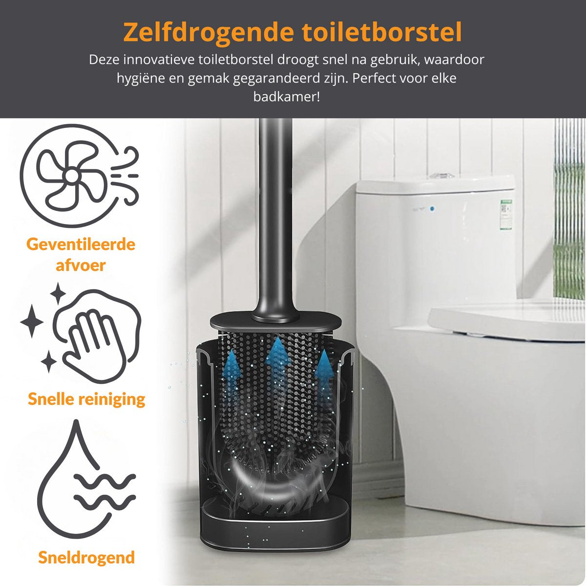 Siliconen Toiletborstelset Zwart | 1 Stuk