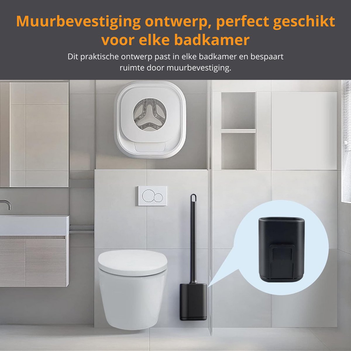 Siliconen Toiletborstelset Zwart | 1 Stuk