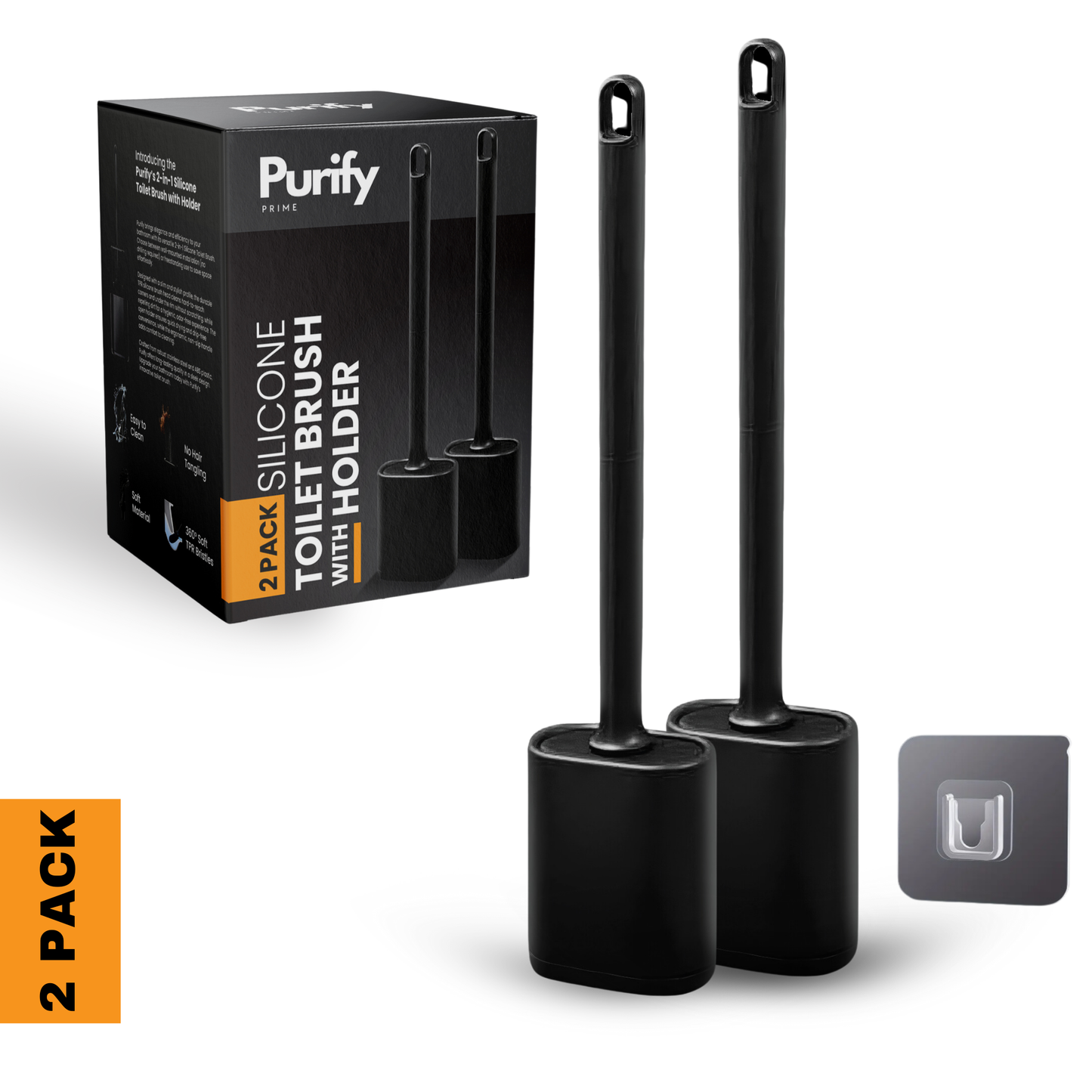 Siliconen Toiletborstelset Zwart | 2 Stuks
