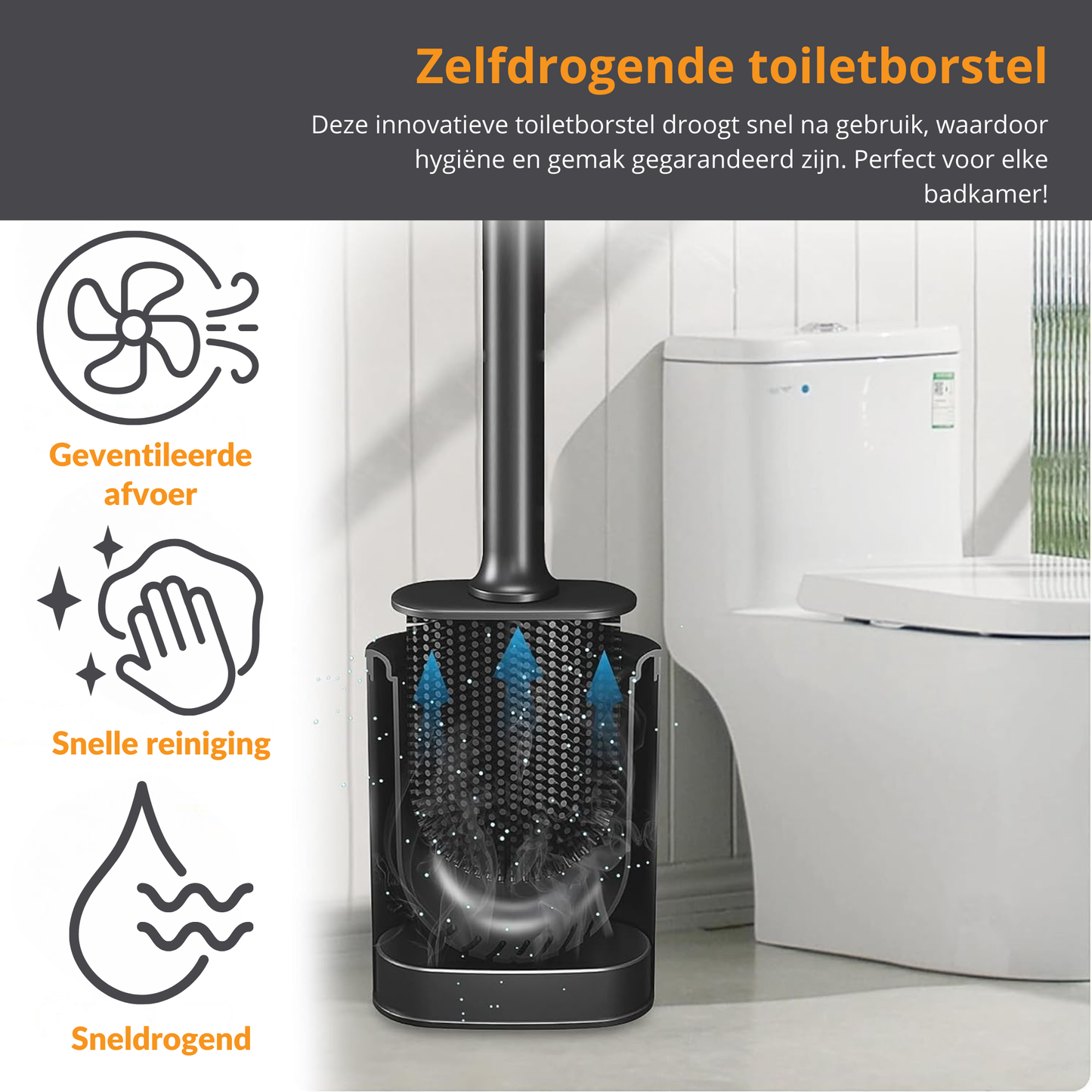 Siliconen Toiletborstelset Zwart | 2 Stuks