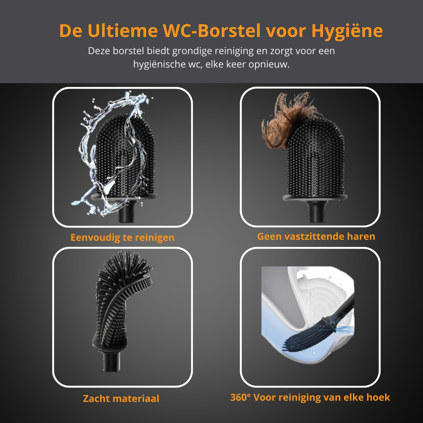 Siliconen Toiletborstelset Zwart | 2 Stuks