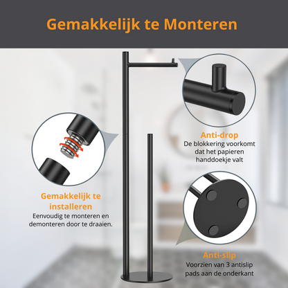 WC-Rolhouder Staand Zwart