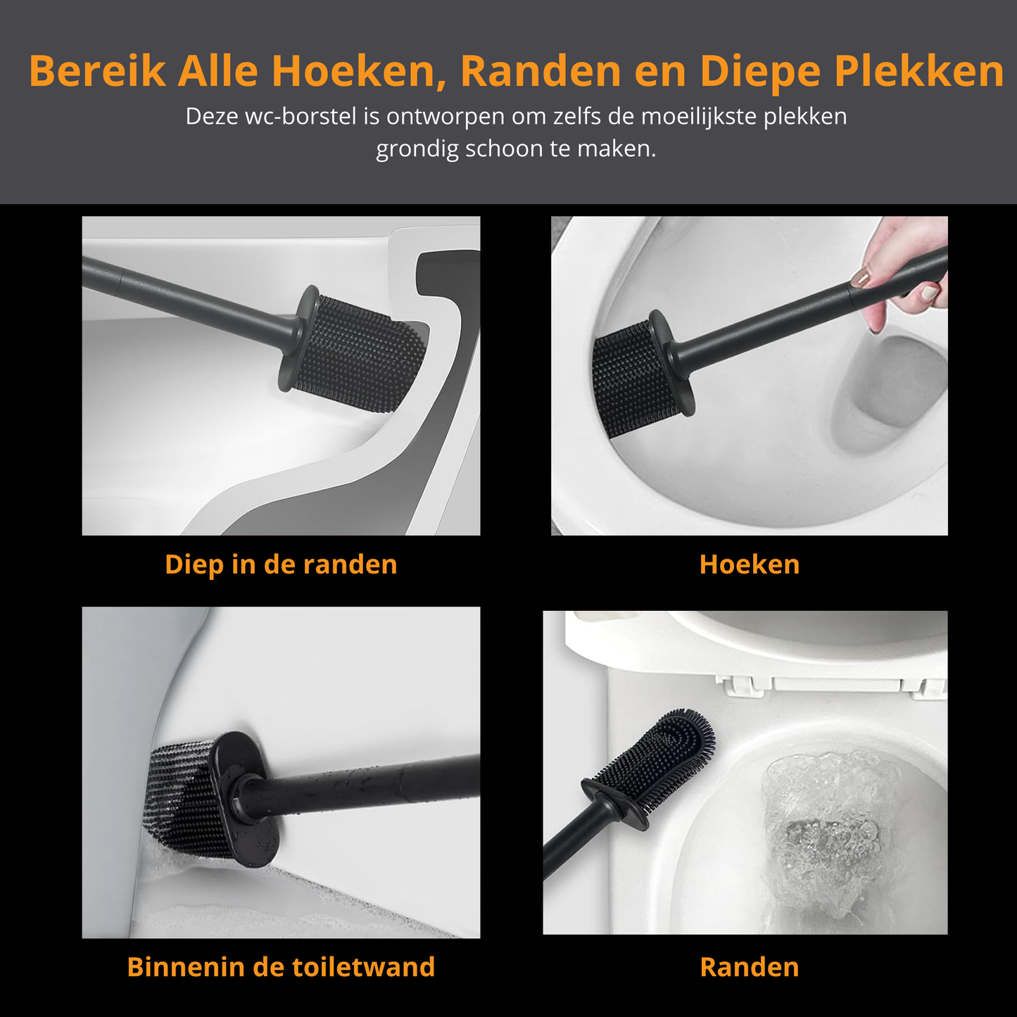 Siliconen Toiletborstelset Zwart | 2 Stuks