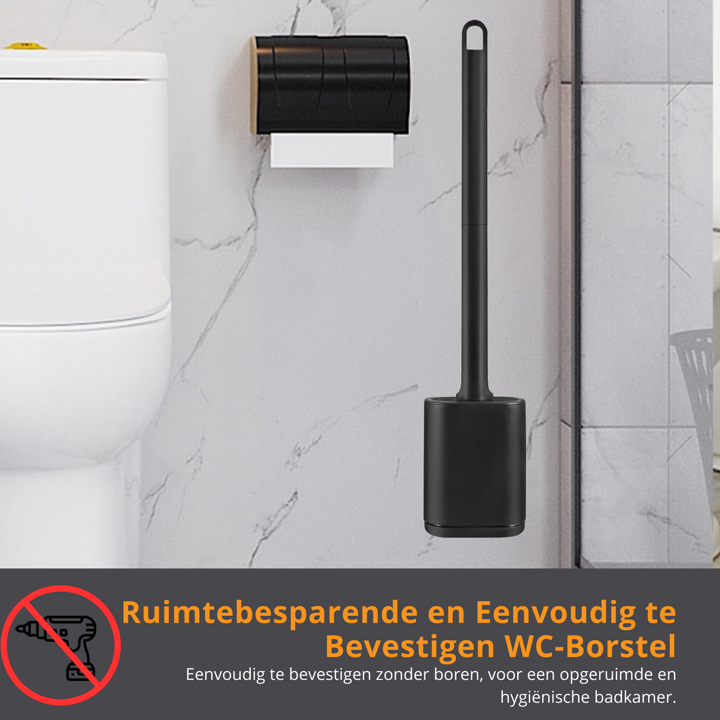 Siliconen Toiletborstelset Zwart | 2 Stuks