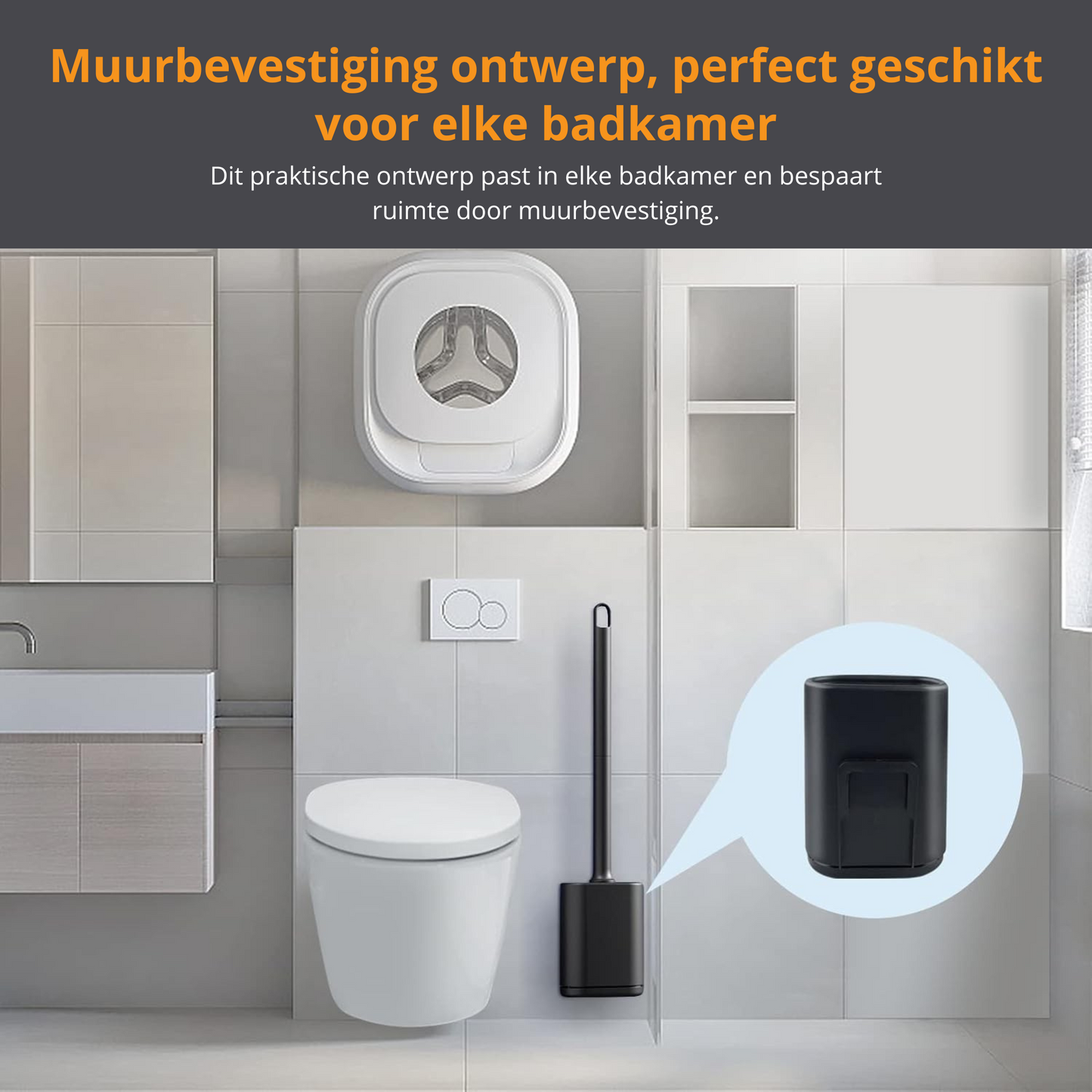 Siliconen Toiletborstelset Zwart | 2 Stuks